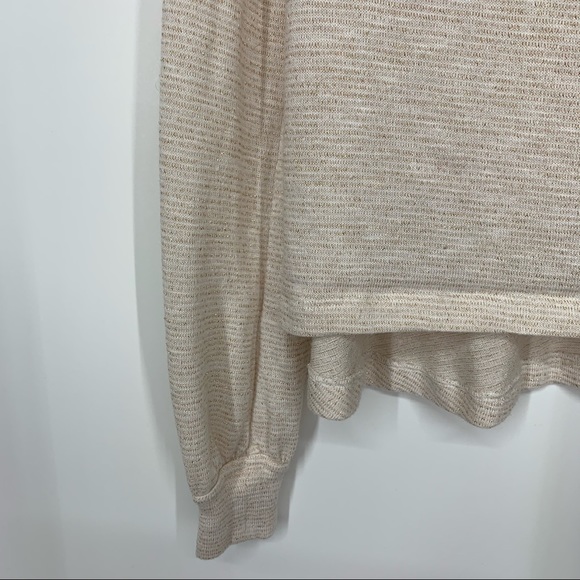 Free People Gold Metallic Fleck Ivory Lightweight Knit Cowl Neck Sweater Size XS - Picture 7 of 15